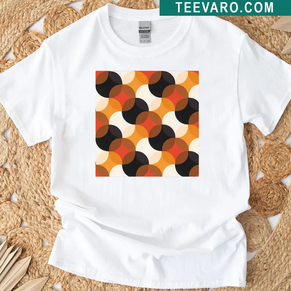 Autumn-themed tessellation graphic featuring circular patterns on a t-shirt — on a men's t-shirt