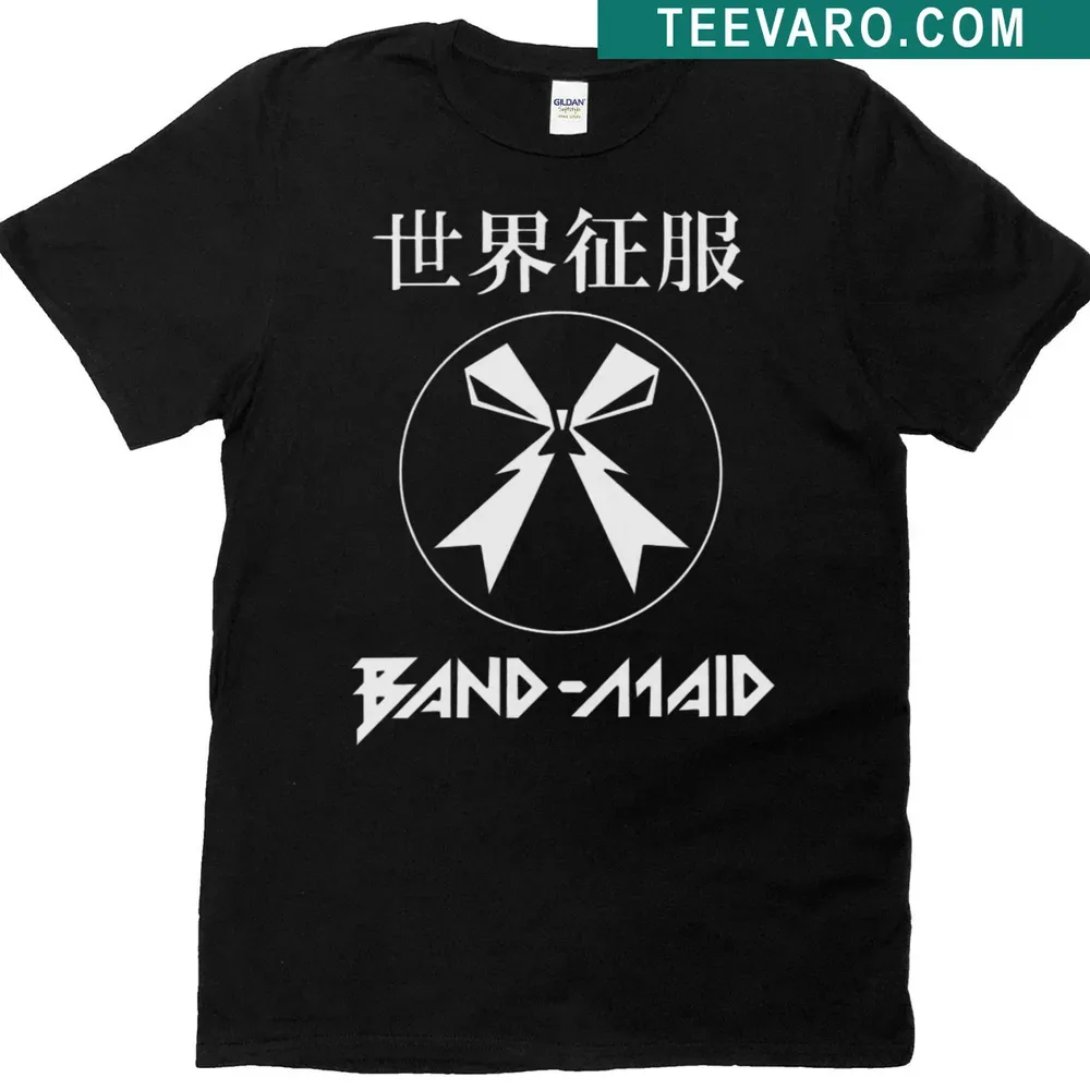 T-shirt featuring the name 'Band Maid' in bold typography for fans of the band — on a men's t-shirt
