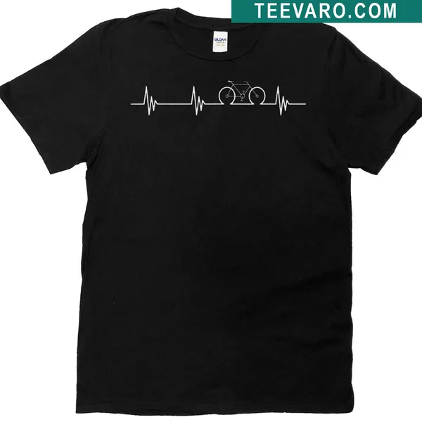 Bicycle heartbeat graphic T-shirt celebrating cycling enthusiasm