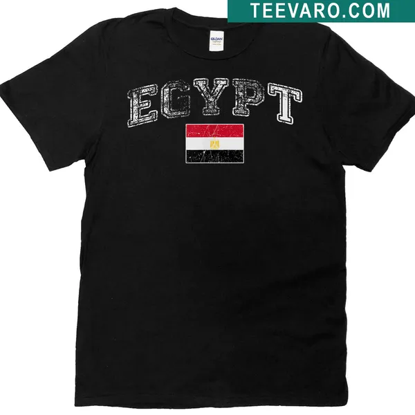 Vintage Egyptian flag T-shirt with distressed design and eagle emblem
