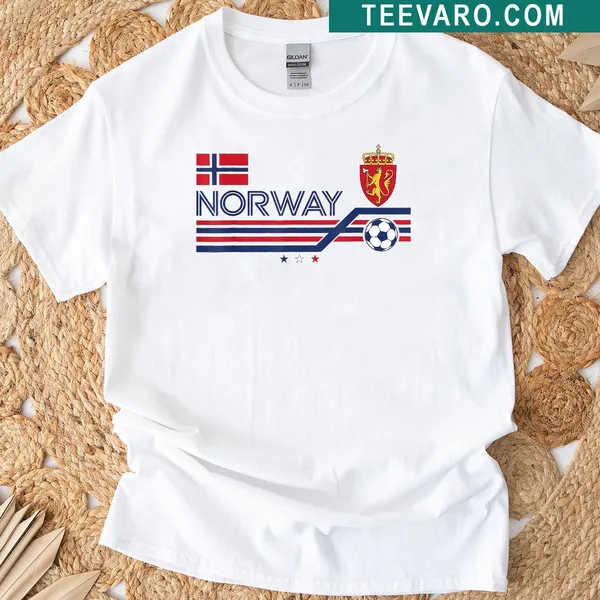 Vintage Norway letters T-shirt for soccer supporters with distressed style