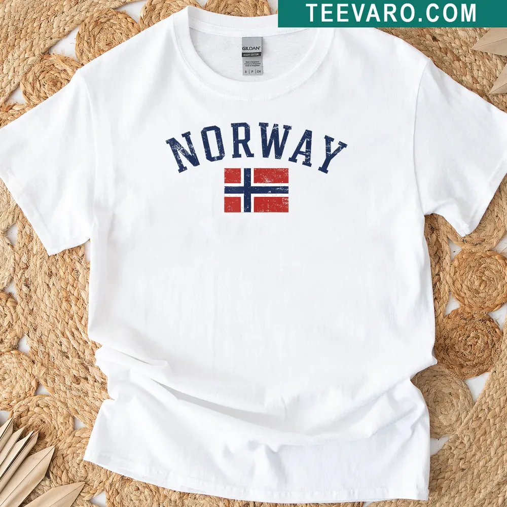 Illustration of the Norway flag on a pride-themed t-shirt — on a men's t-shirt