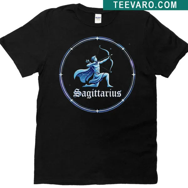 Celestial Sagittarius T-shirt featuring an illustrated archer and constellation design