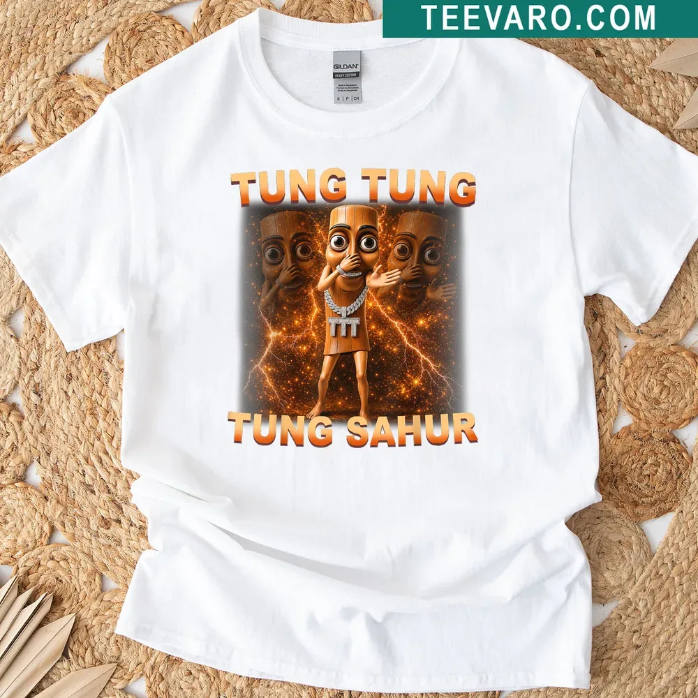 T-shirt featuring the phrase 'Tung Tung Tung Sahur Is Calling' in fun typography — on a men's t-shirt