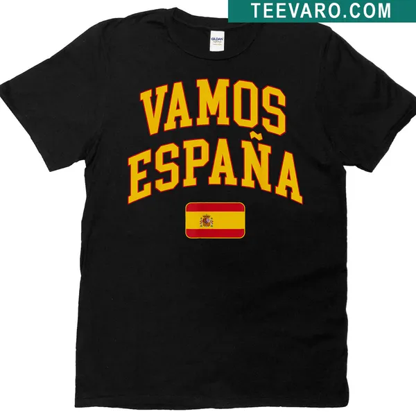 T-shirt featuring 'Vamos Espana' text and Spanish flag design