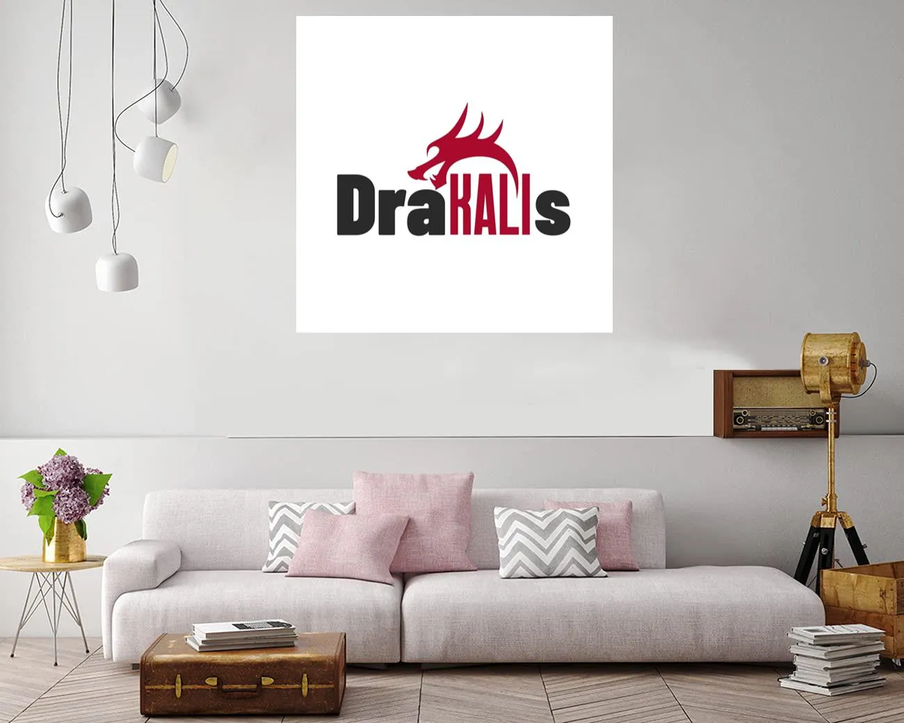 Canvas print featuring the Kali Linux logo and digital design
