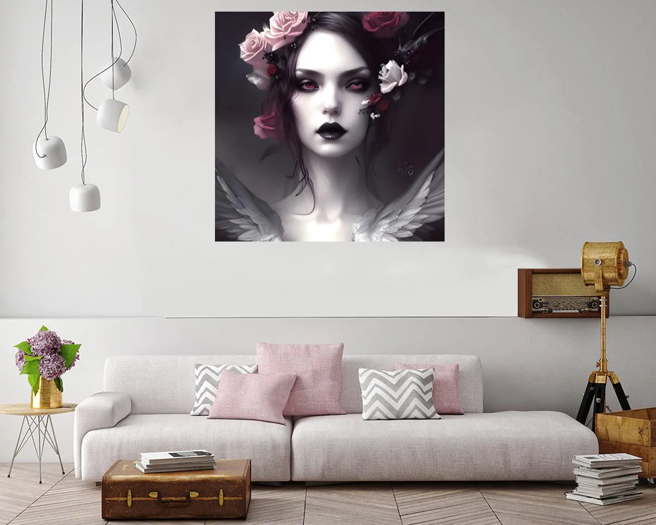 Gothic Love canvas print featuring intricate typography of the word 'Love'