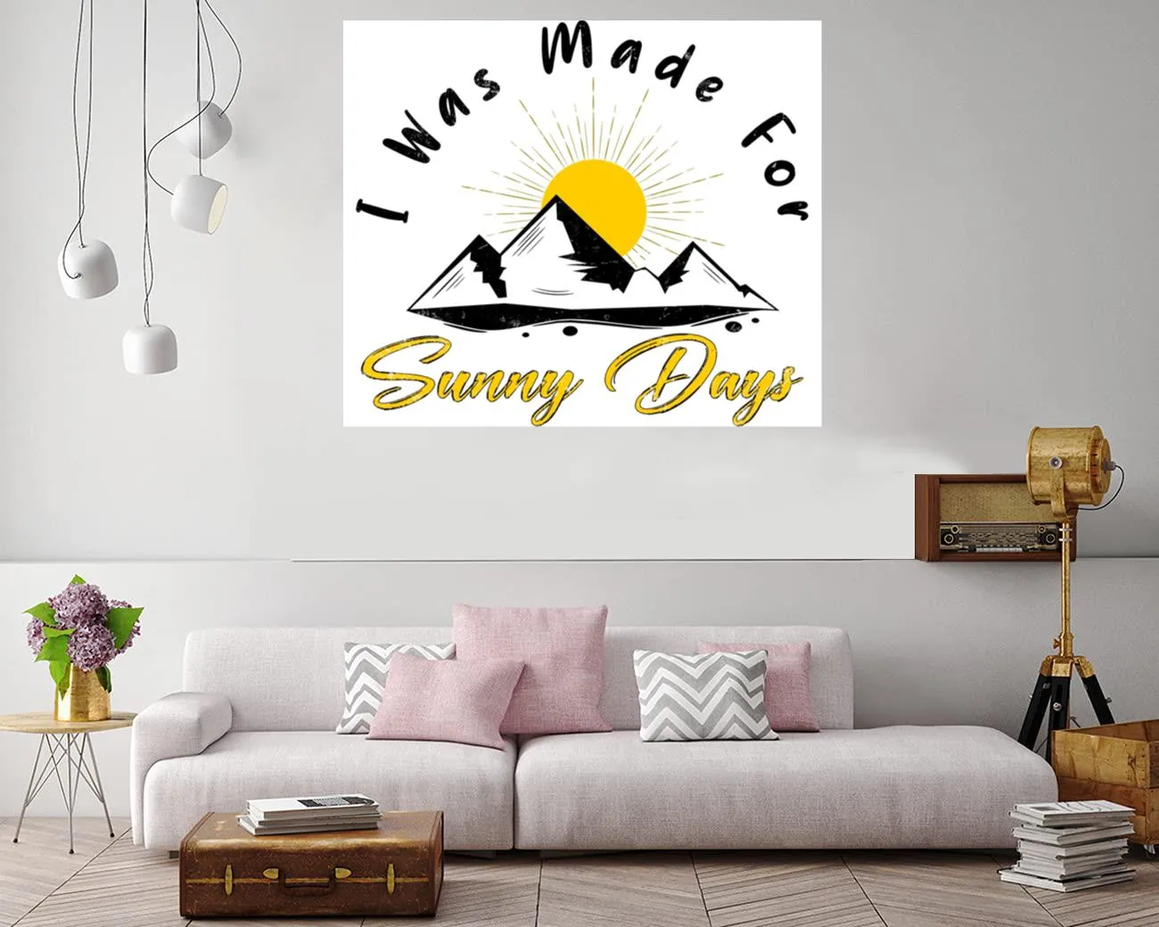Cheerful canvas print with the saying 'I Was Made For Sunny Days'