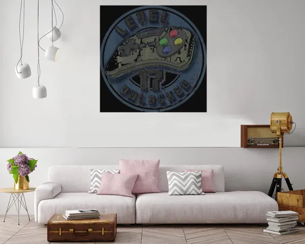 Canvas print featuring the phrase Level 17 Unlocked for gamers.