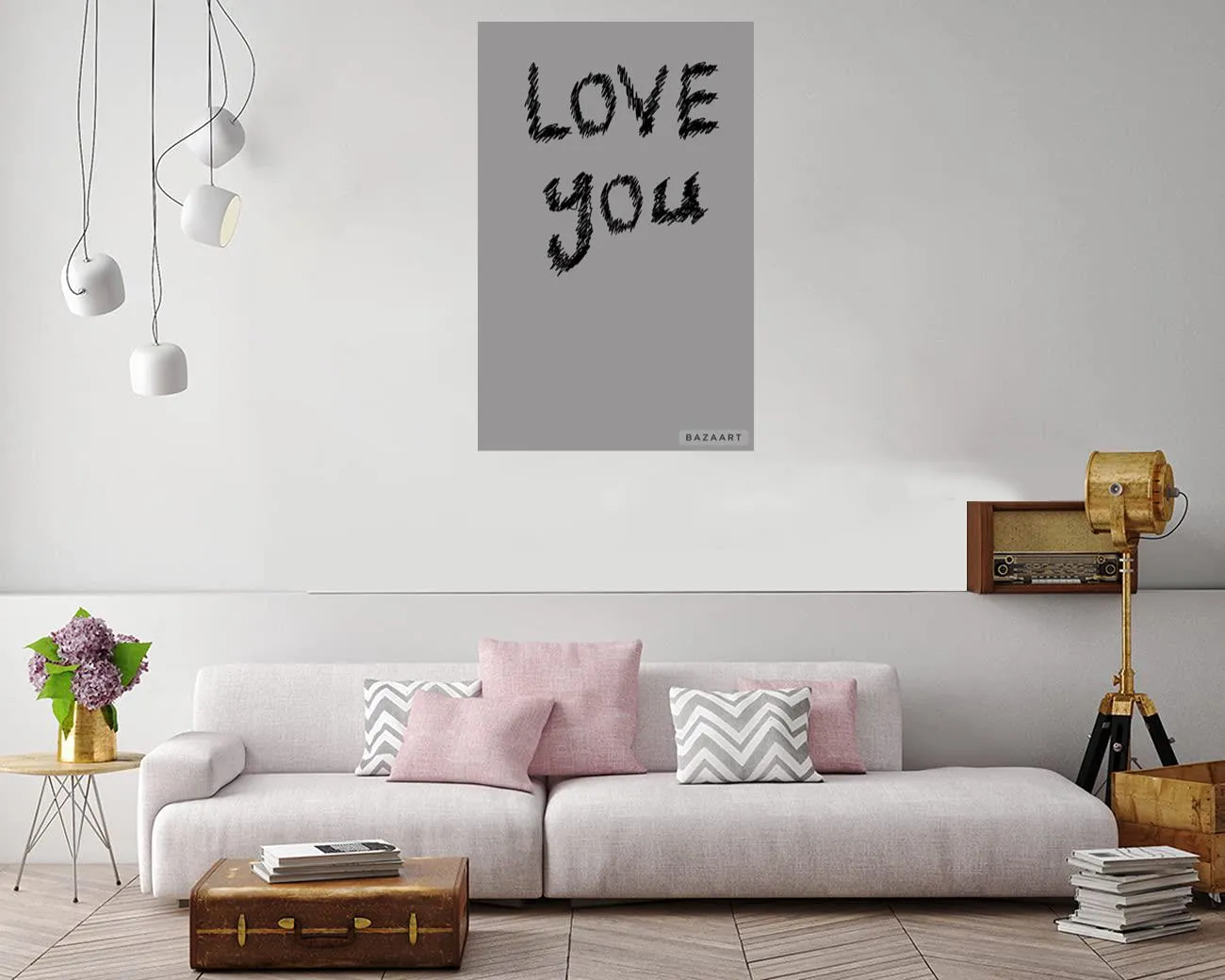 Canvas print with the phrase Love You Babe for couples.