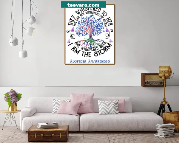 Empowering canvas print with the phrase 'I Am The Storm' for alopecia awareness.