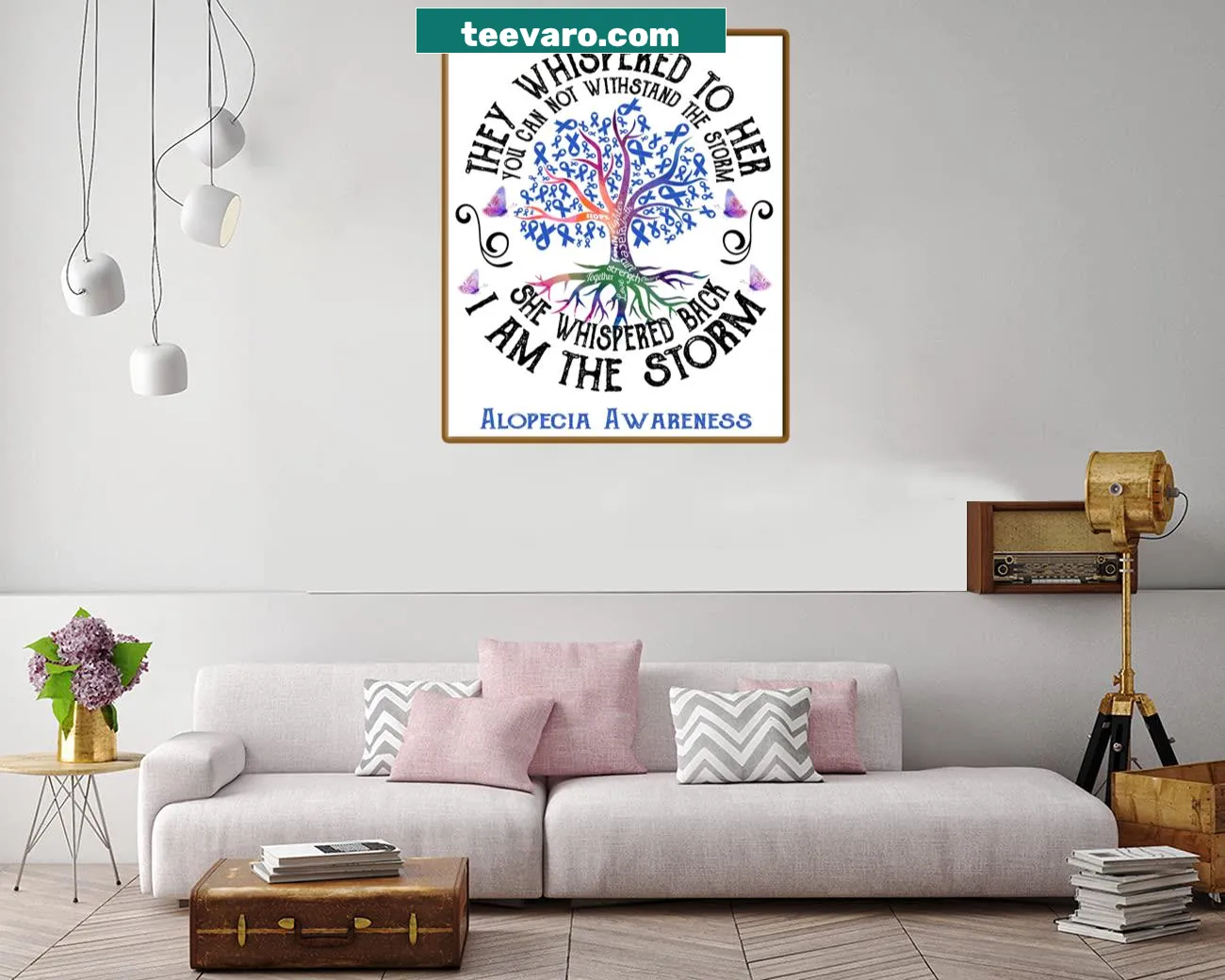 Empowering canvas print with the phrase 'I Am The Storm' for alopecia awareness.