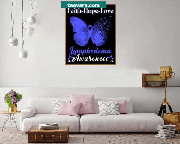 Canvas print featuring a butterfly with the words Faith, Hope, Love, supporting lymphedema awareness