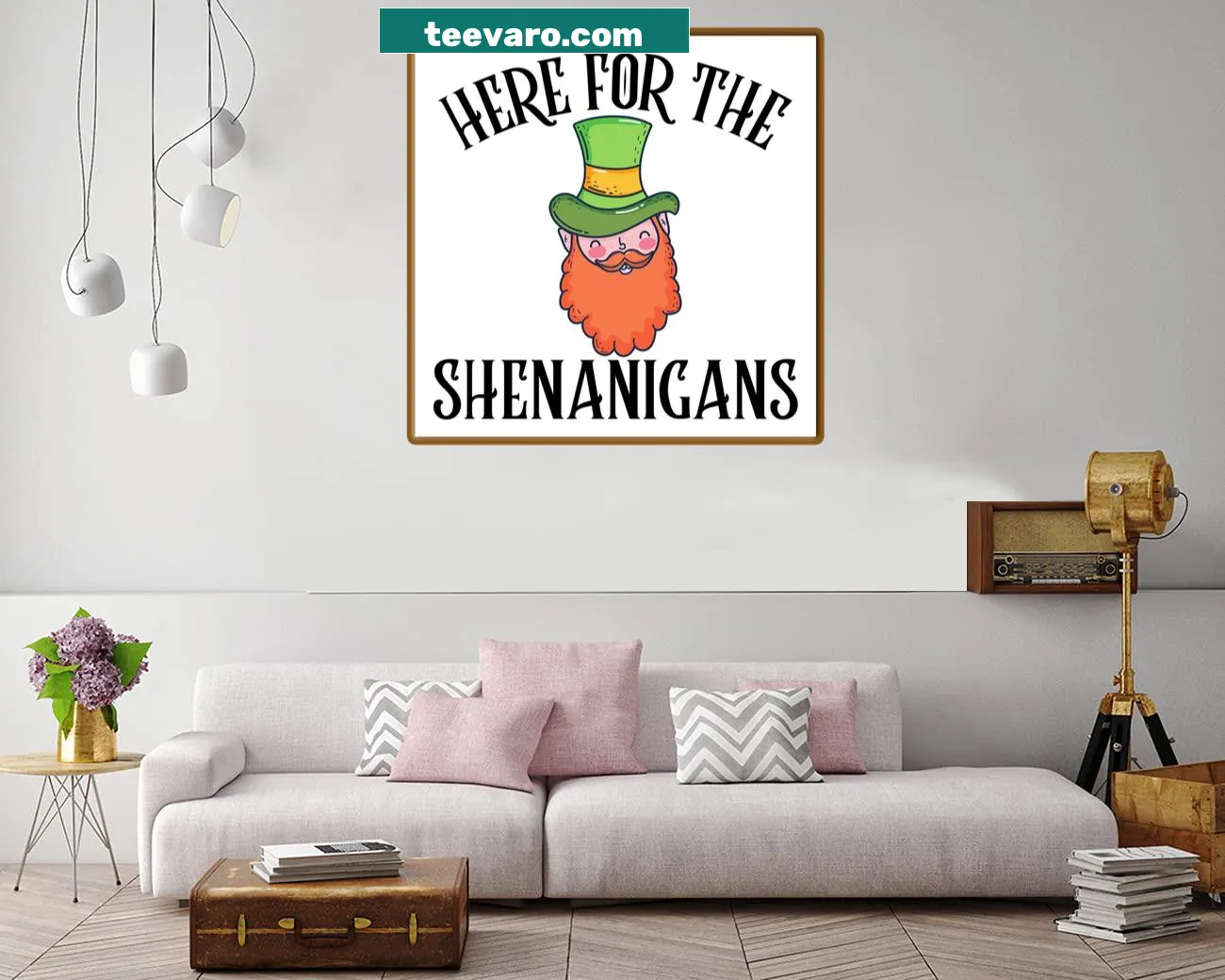 Canvas print with playful phrase 'Here For The Shenanigans'