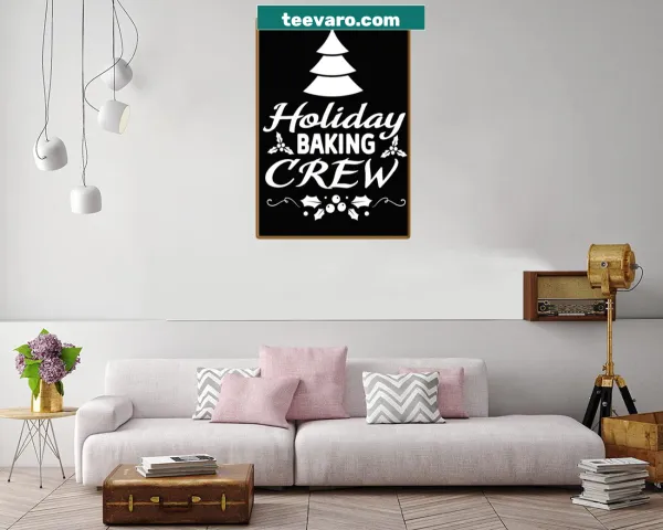 Holiday-themed canvas print of a family baking together, celebrating Christmas.