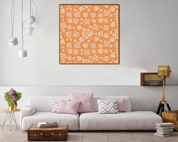 Minimalist canvas print featuring delicate autumn leaves in outline form.