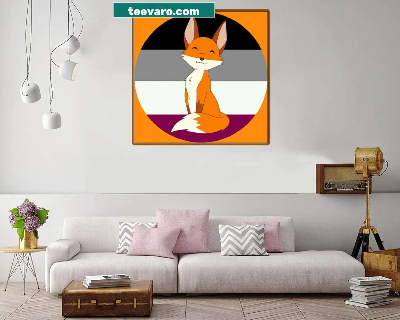 Canvas print of a cute asexual pride fox illustration