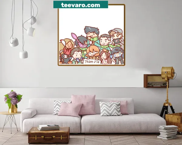 Canvas print featuring chibi avatars of Rust Twitch streamers from Team J10