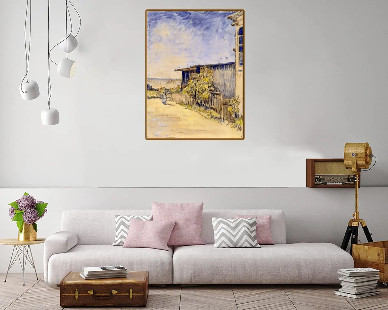 Realistic canvas print of Van Gogh's 'Shed With Sunflowers' 1887