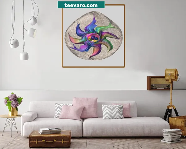 Canvas print featuring a 3D windmill design with minimalist style.