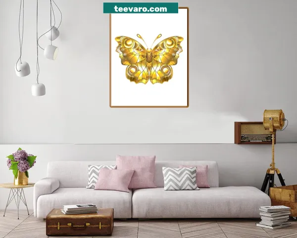 Charming canvas print of golden butterflies