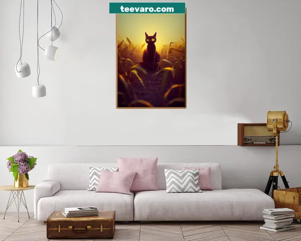 Cute cat canvas print featuring an adorable feline illustration