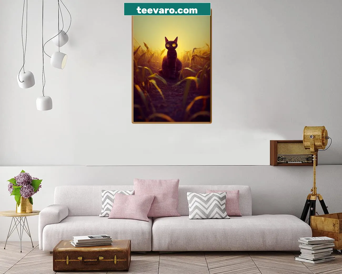 Cute cat canvas print featuring an adorable feline illustration