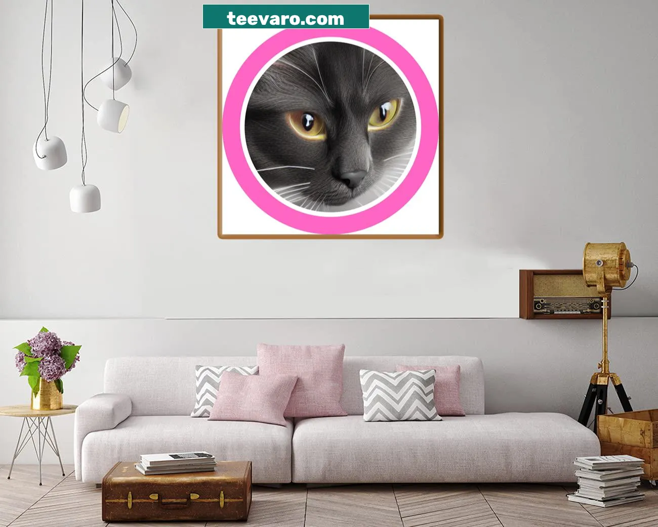 Cute illustrated tabby cat in a Halloween theme
