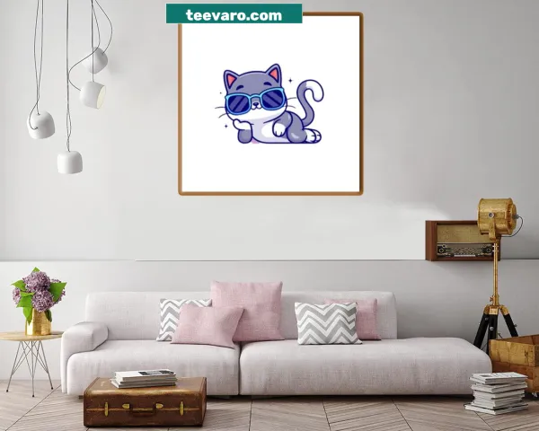Funny canvas print of a cute cat relaxing with humor