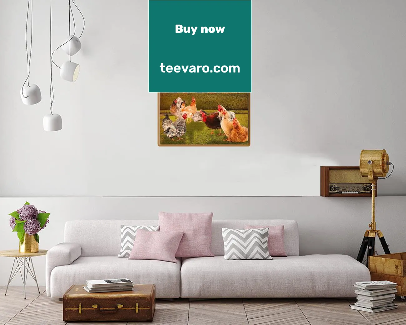 Charming canvas art featuring chickens and inspirational quotes for rustic decor.