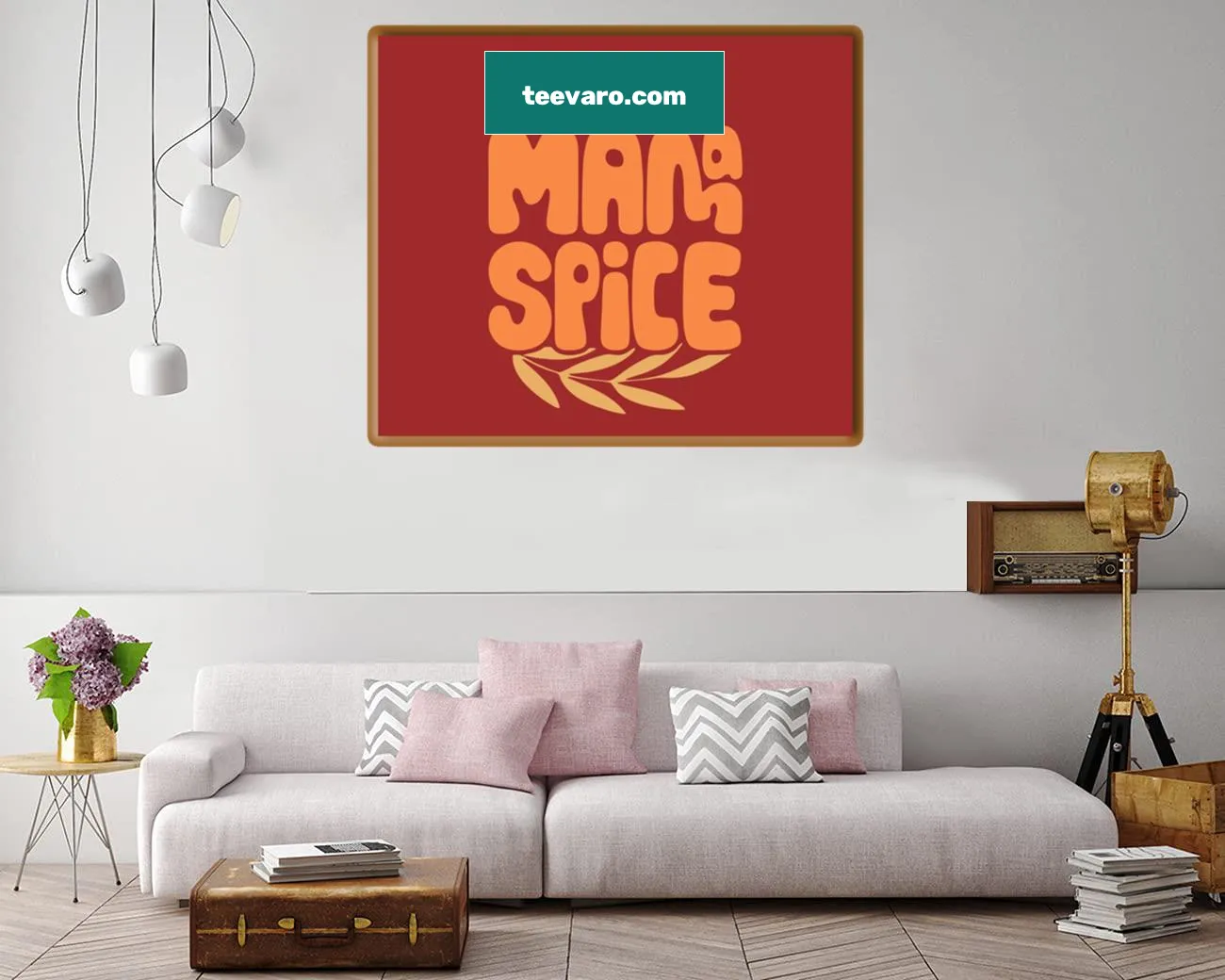 Illustration of pumpkin spice theme with the text 'Mama Spice.'