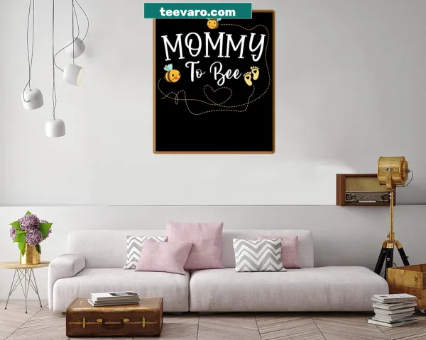 Charming 'Mommy To Bee' phrase in playful typography on canvas print