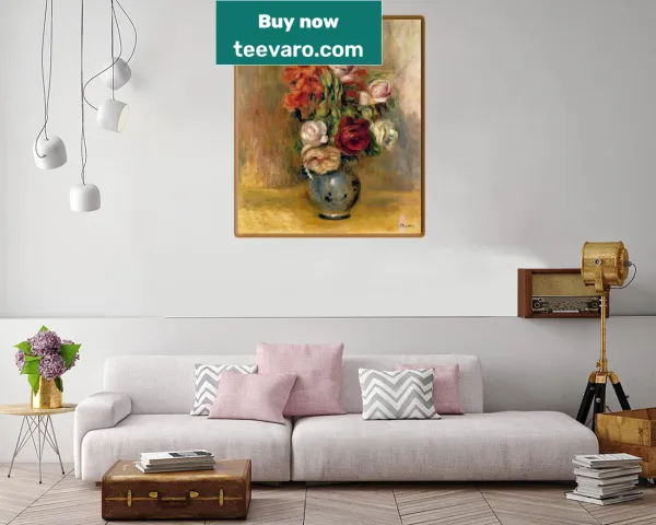 Reproduction of Renoir's 'Vase of Gladiolas and Roses' from 1909.