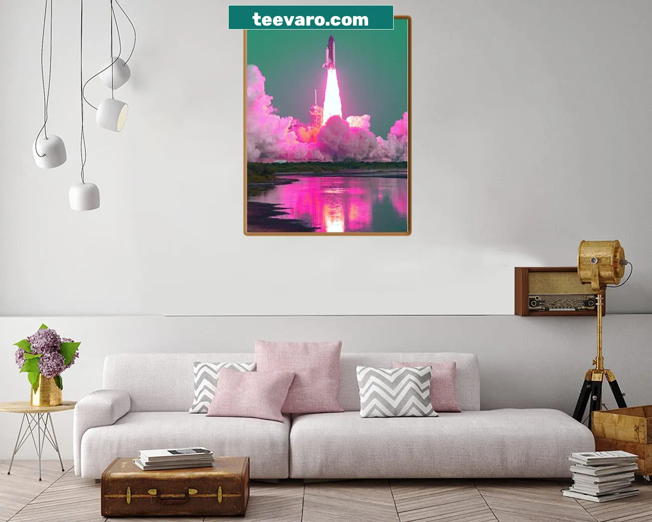 Rocketship launching into space