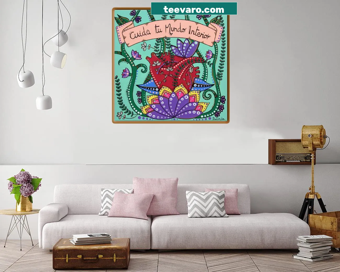Inspirational typography canvas print promoting self-care and inner peace