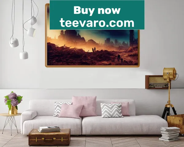 Dramatic canvas print depicting the Fall of Troy in an artistic style
