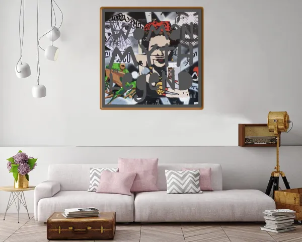 Punk collage canvas print celebrating female empowerment