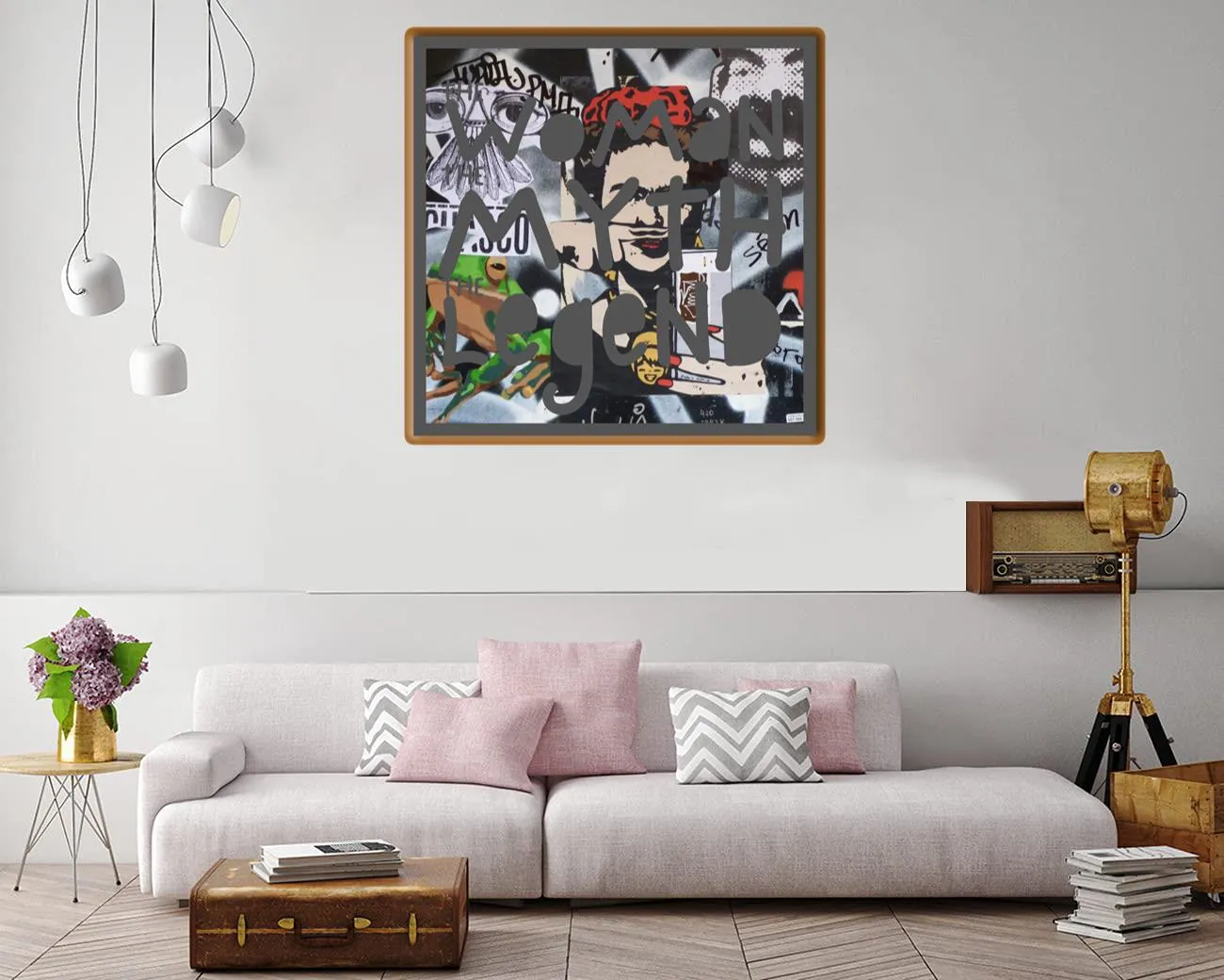 Punk collage canvas print celebrating female empowerment
