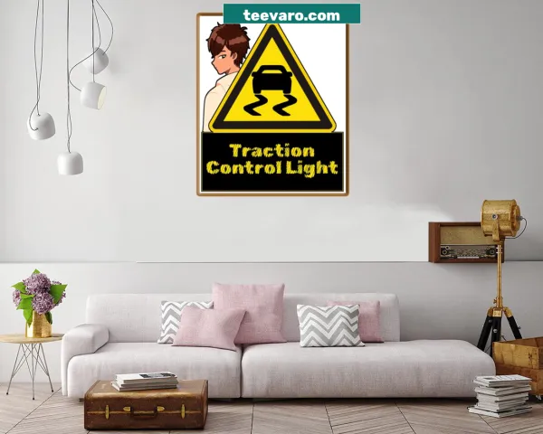 Canvas print featuring a bold traction control light design