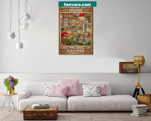 Vintage distressed canvas print featuring a baking house theme