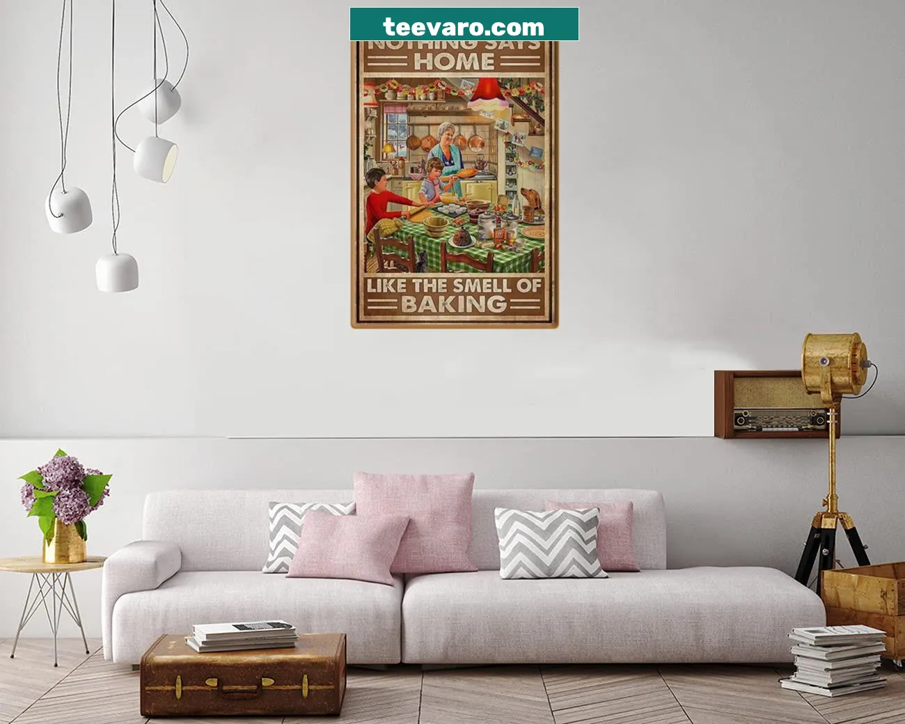 Vintage distressed canvas print featuring a baking house theme