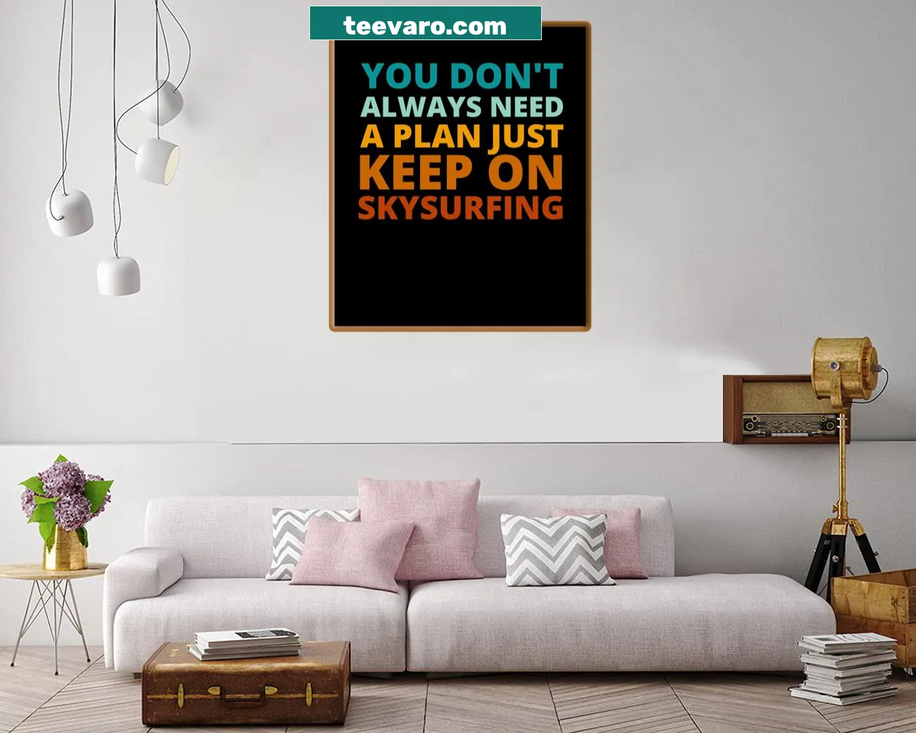 Inspirational canvas print with minimalist line-art and motivational phrase