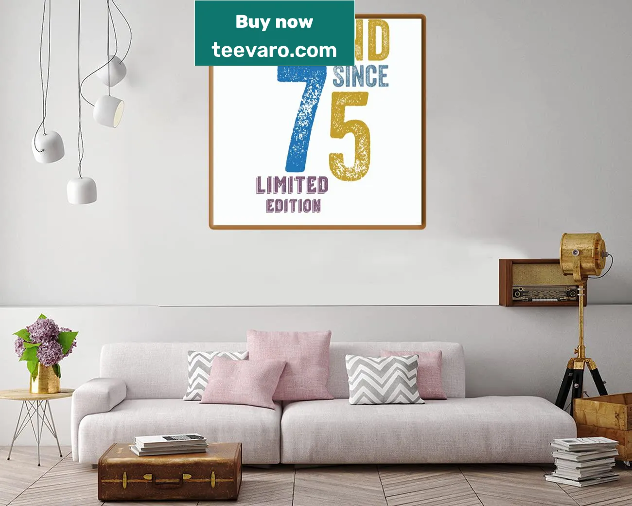 75th birthday canvas print with celebratory typography