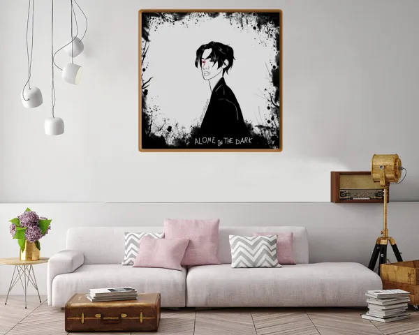 Inspirational print with the phrase 'Alone In The Dark' in bold text