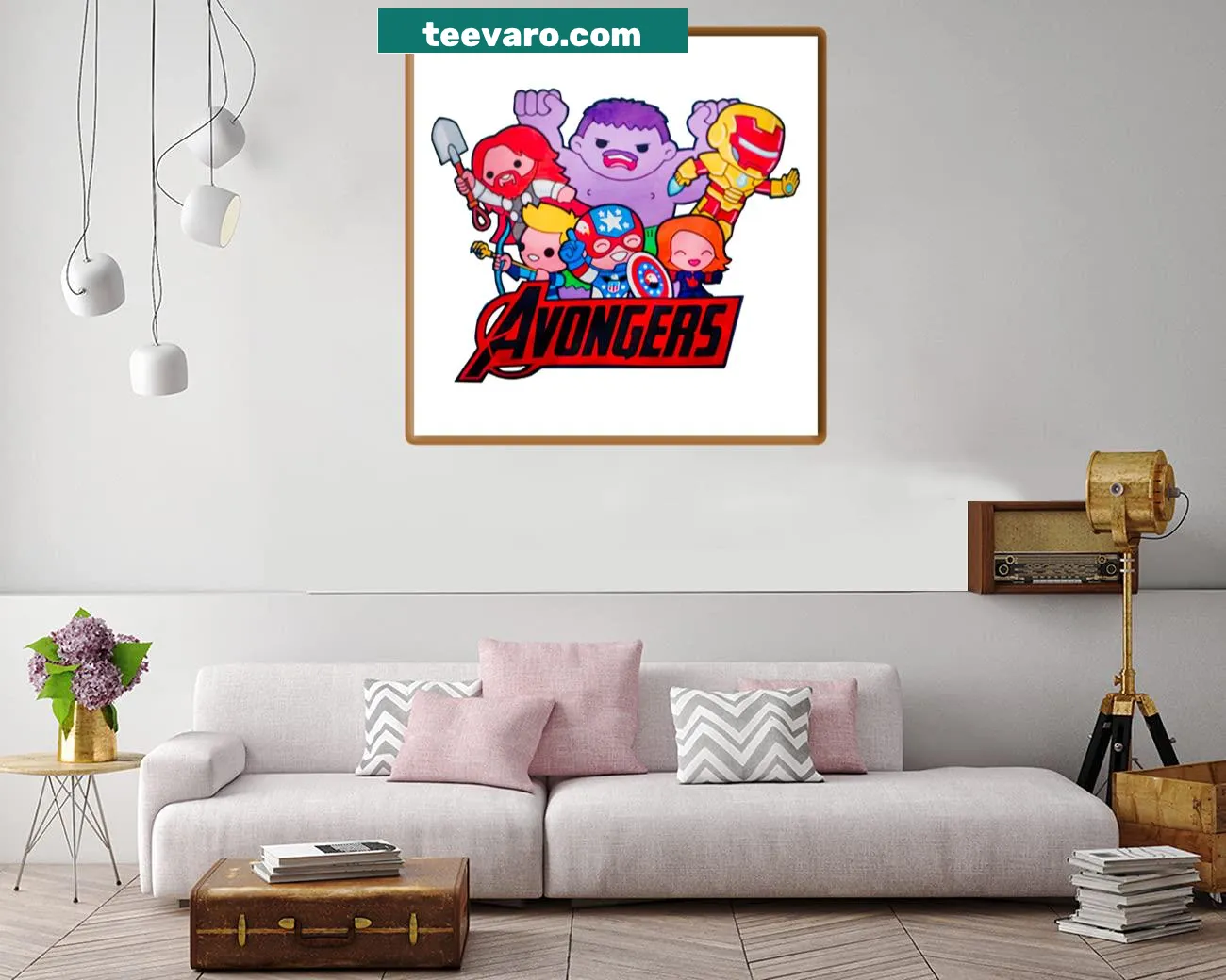 Stylized canvas print featuring iconic superheroes inspired by Avongers
