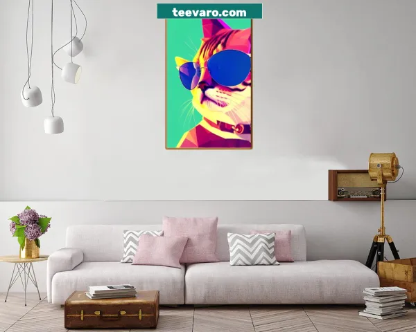 Cute cat cartoon canvas print art
