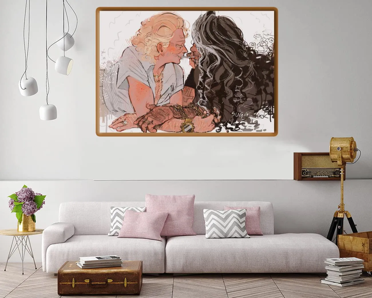 Funny illustration of dads in humorous scenarios on canvas