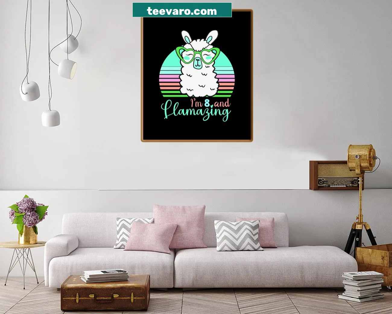 Whimsical birthday canvas print featuring a llama and birthday message