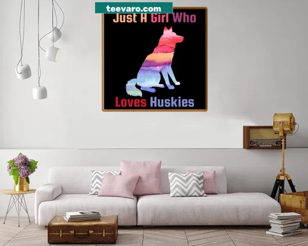 Illustration of a girl with huskies, celebrating love for dogs