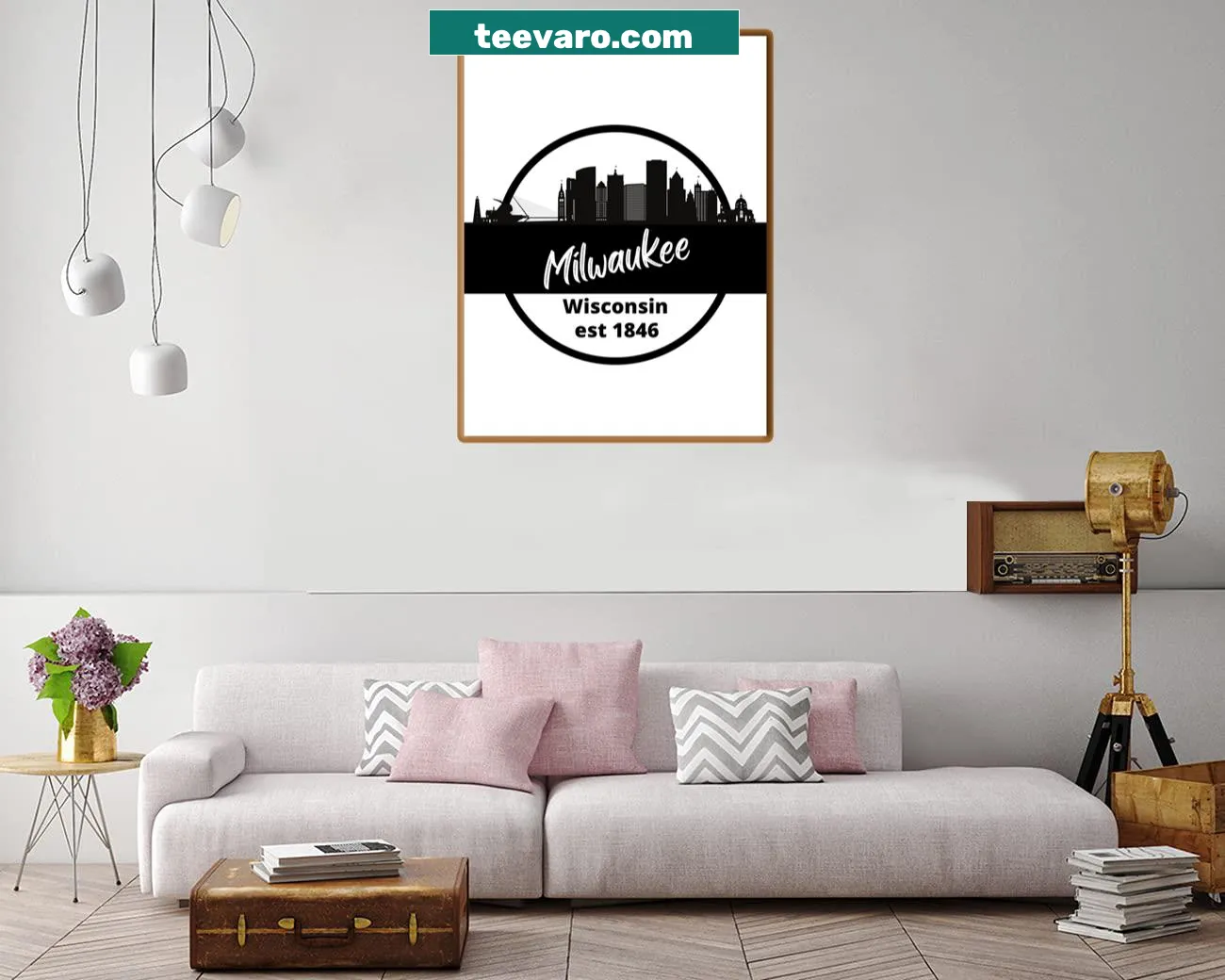 Milwaukee skyline silhouette canvas print